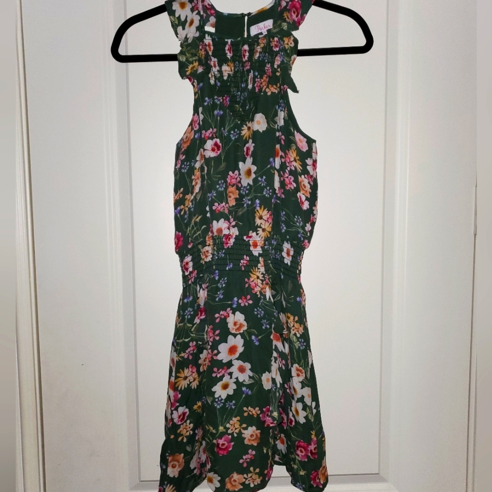 XS Hunter Floral Dress, Smocked top and ruffle straps.